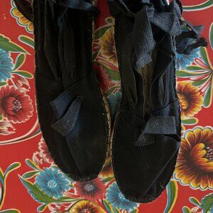 J. Crew Black Cotton Espadrille with ankle strap